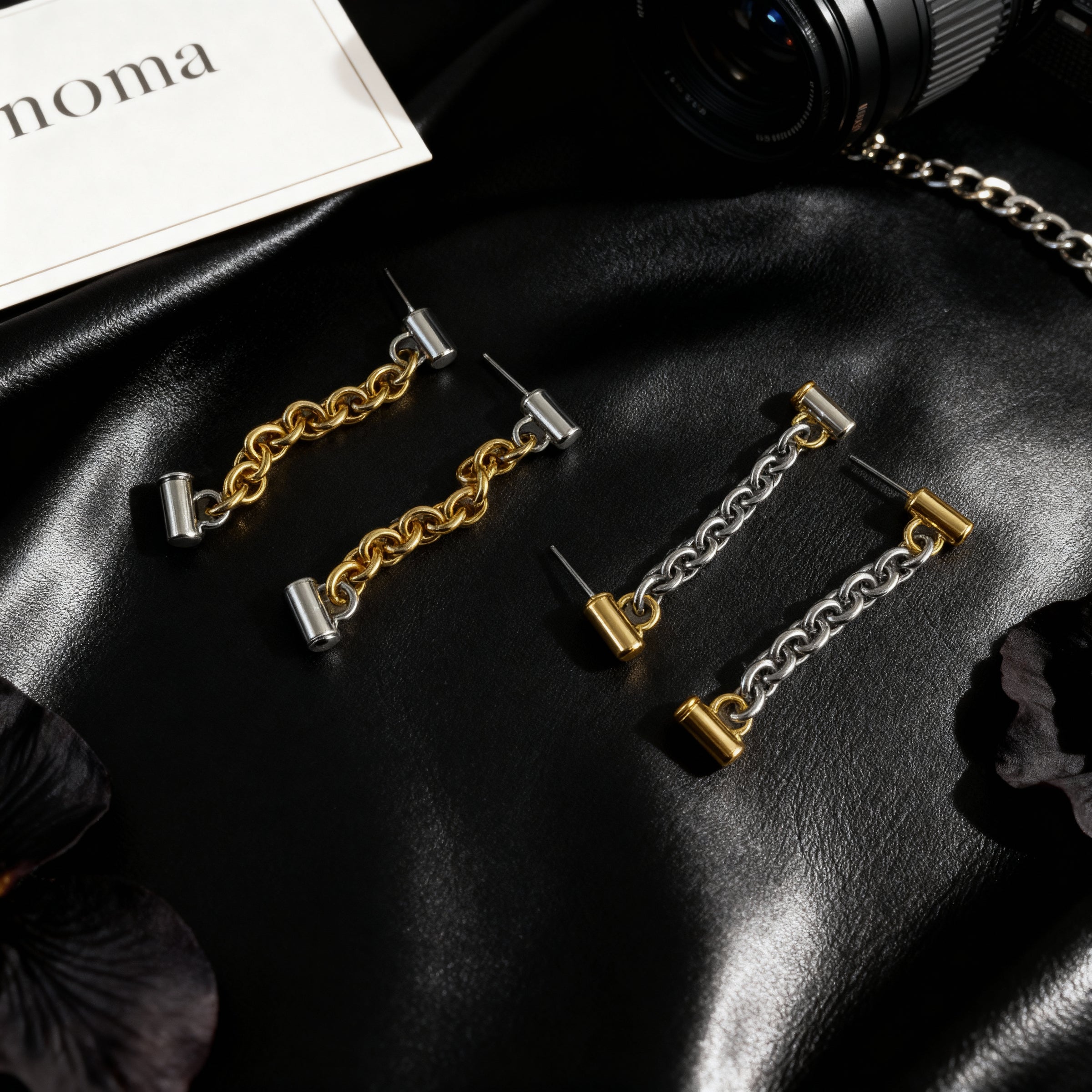 Dual-Tone Chain Drop Earrings