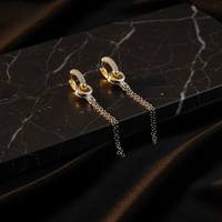 Two-Tone Charm Chain Earrings