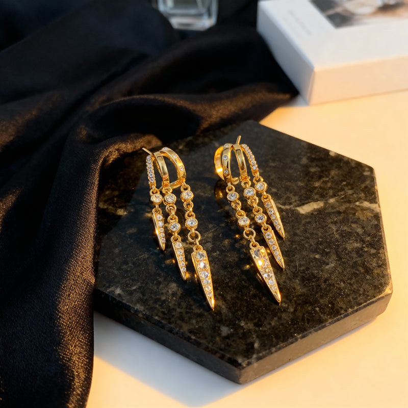 Triple Spike Cascade Hoop Earrings