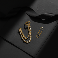 Double Chain Zircon Cuff Earrings