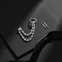 Double Chain Zircon Cuff Earrings