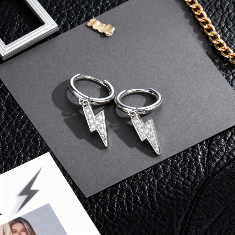 Lightning Bolt Cubic Hoops