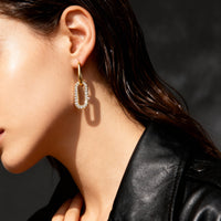 Oval Pavé Link Earrings