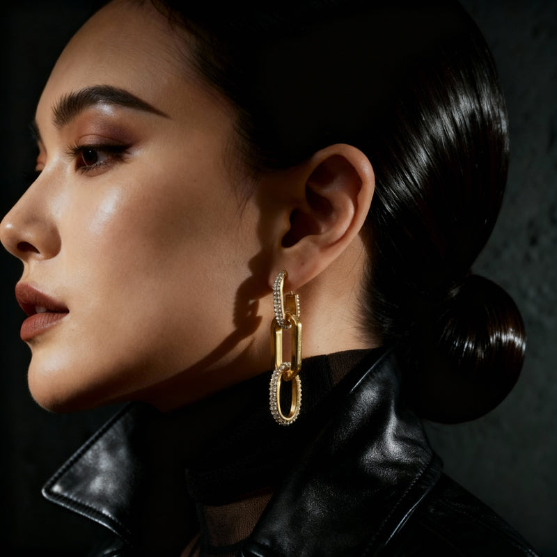 Cubic Chain Link Earrings