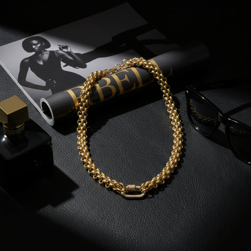 Double Layer Zirconia Buckle Necklace