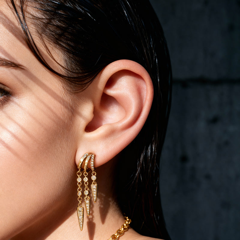 Triple Spike Cascade Hoop Earrings