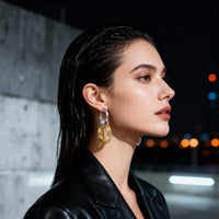 Two-Tone Ring Drop Earrings