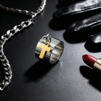 Cross Tag Bold Band Ring