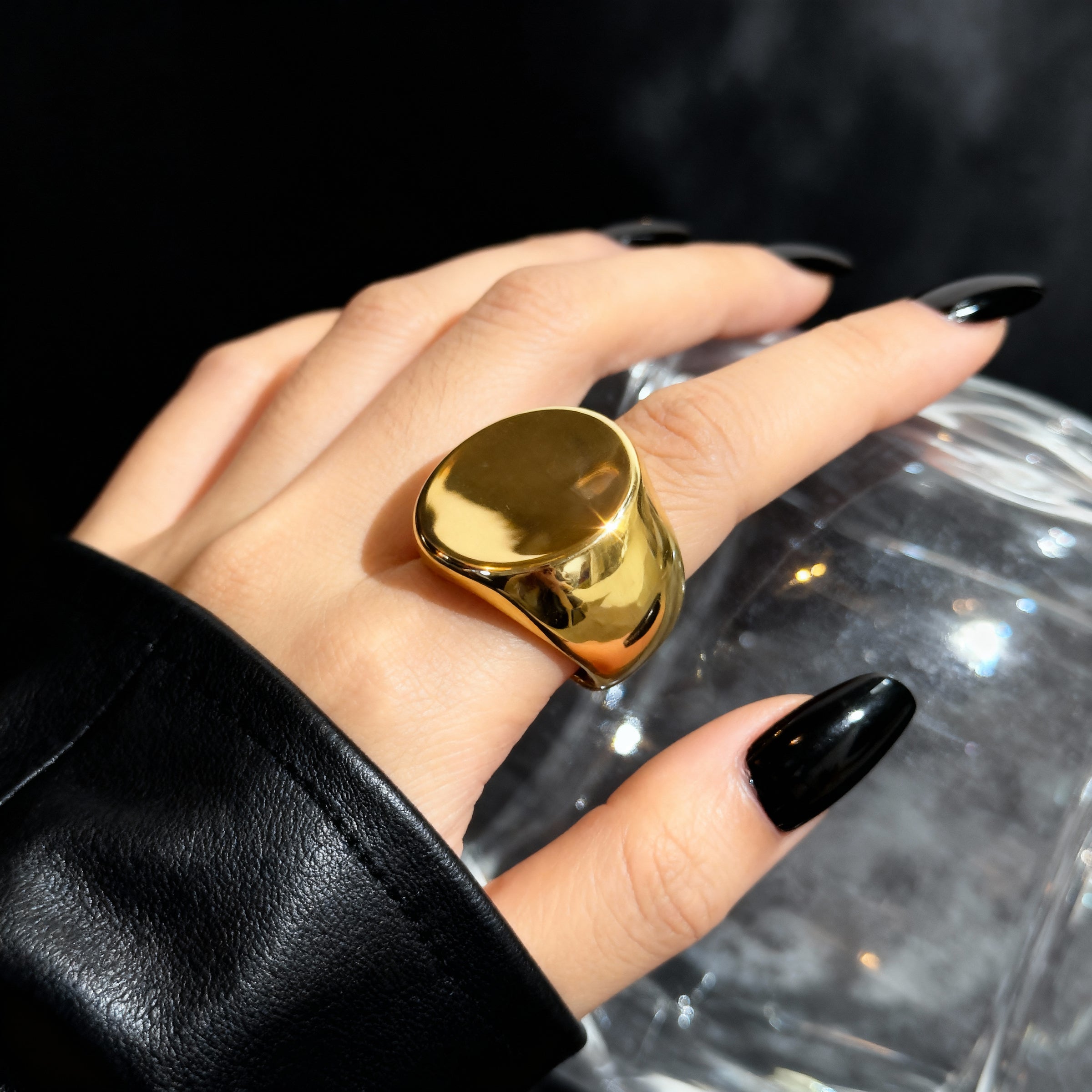 Gold Round Signet Ring