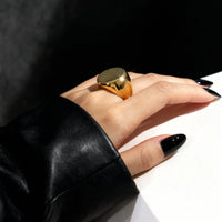 Gold Round Signet Ring