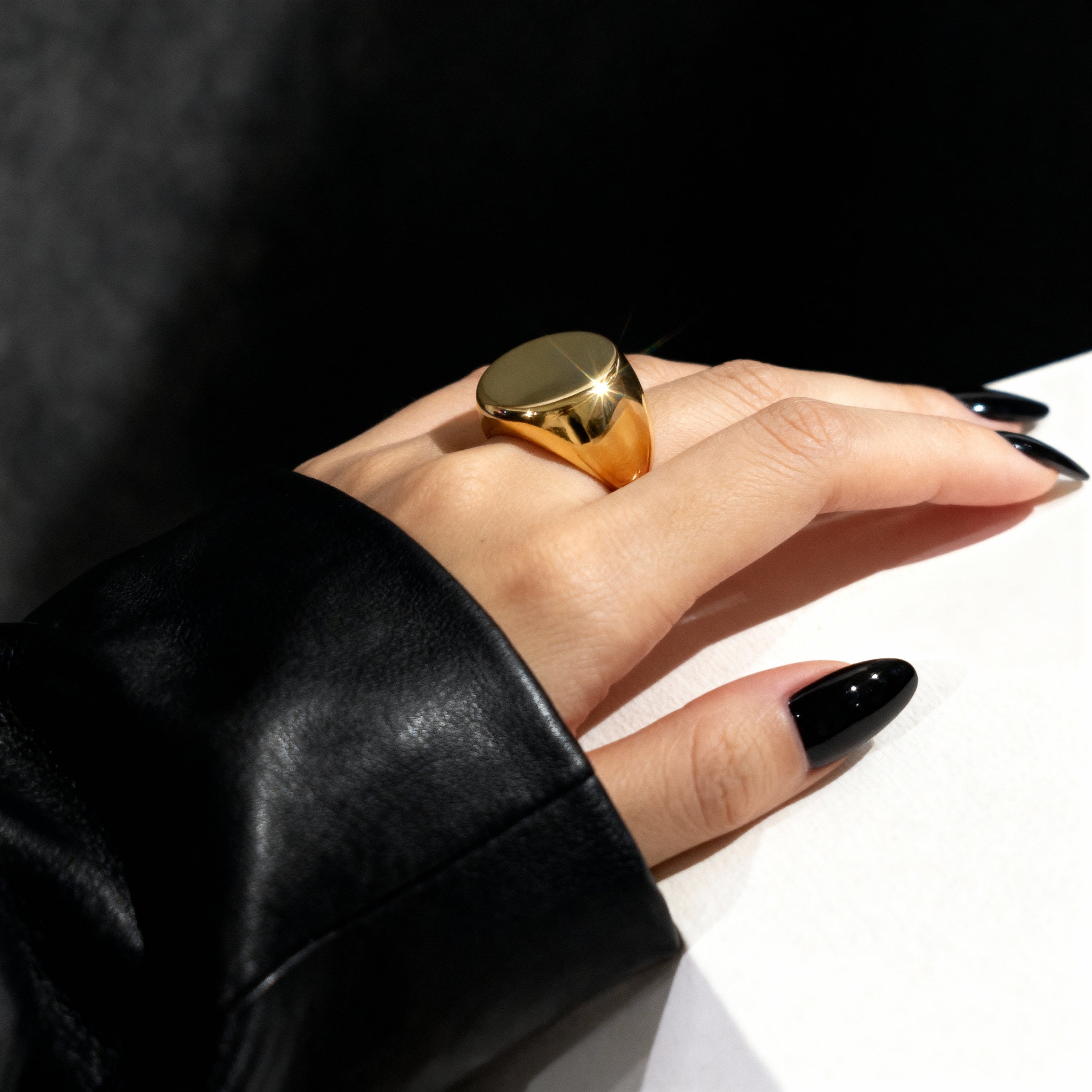Gold Round Signet Ring