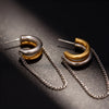 Two-Tone Hoop Earrings with Chain