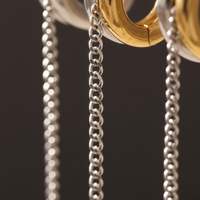 Two-Tone Hoop Earrings with Chain