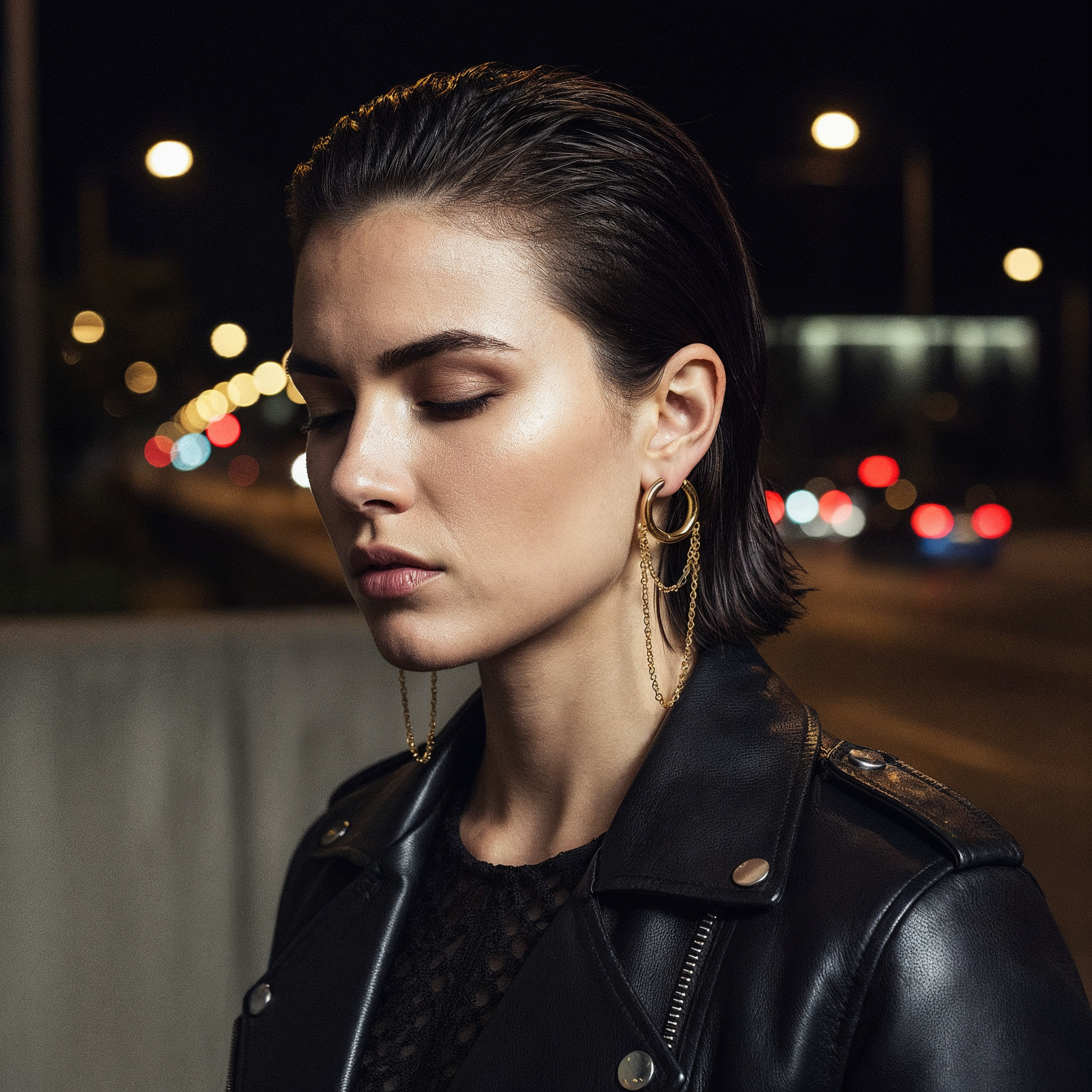 Double Layer Chain Hoop Earrings