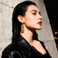 Oval Pavé Link Earrings