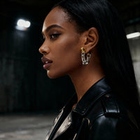 Dual-Tone Chain Drop Earrings