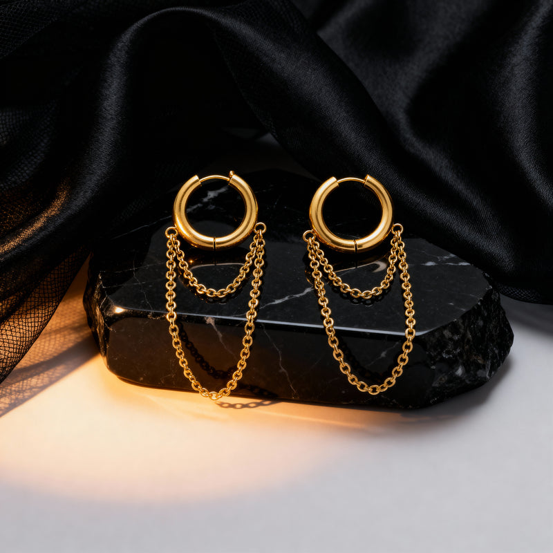 Double Layer Chain Hoop Earrings