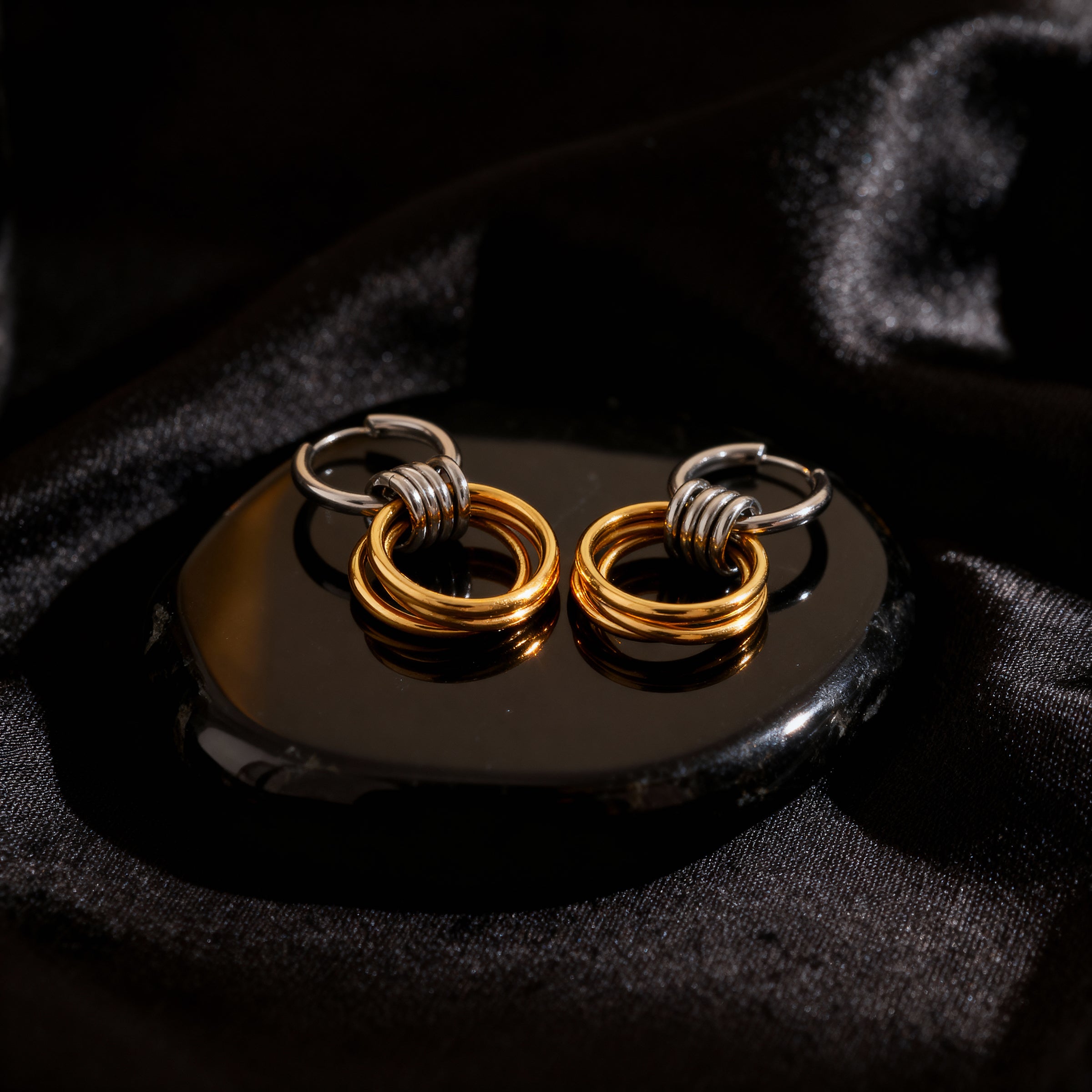 Two-Tone Ring Drop Earrings