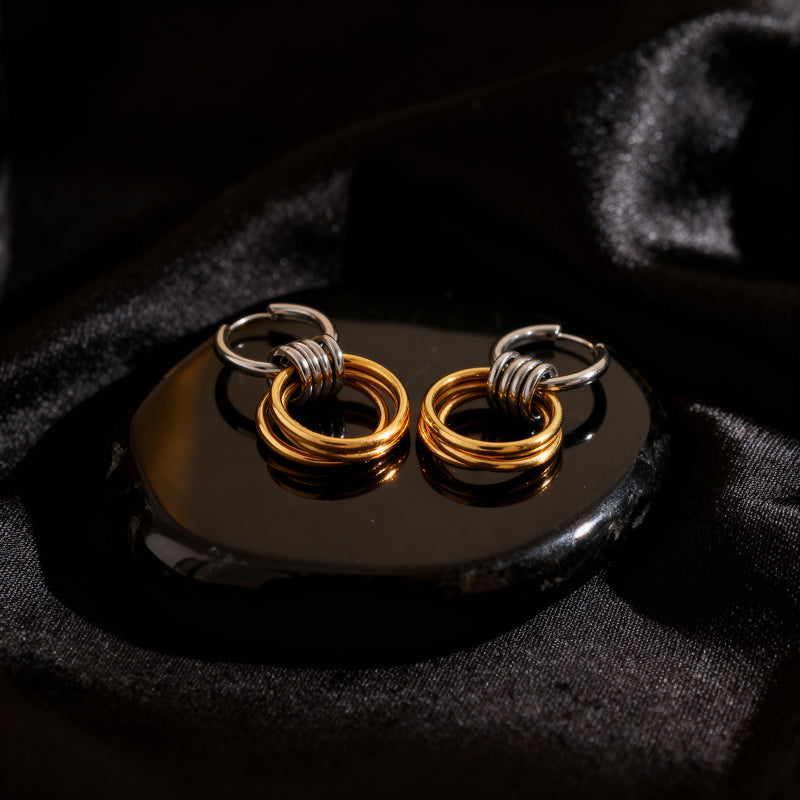 Two-Tone Ring Drop Earrings
