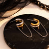 Two-Tone Hoop Earrings with Chain