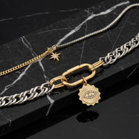 Dual-Tone Buckle Necklace Set