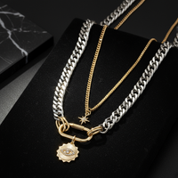 Dual-Tone Buckle Necklace Set