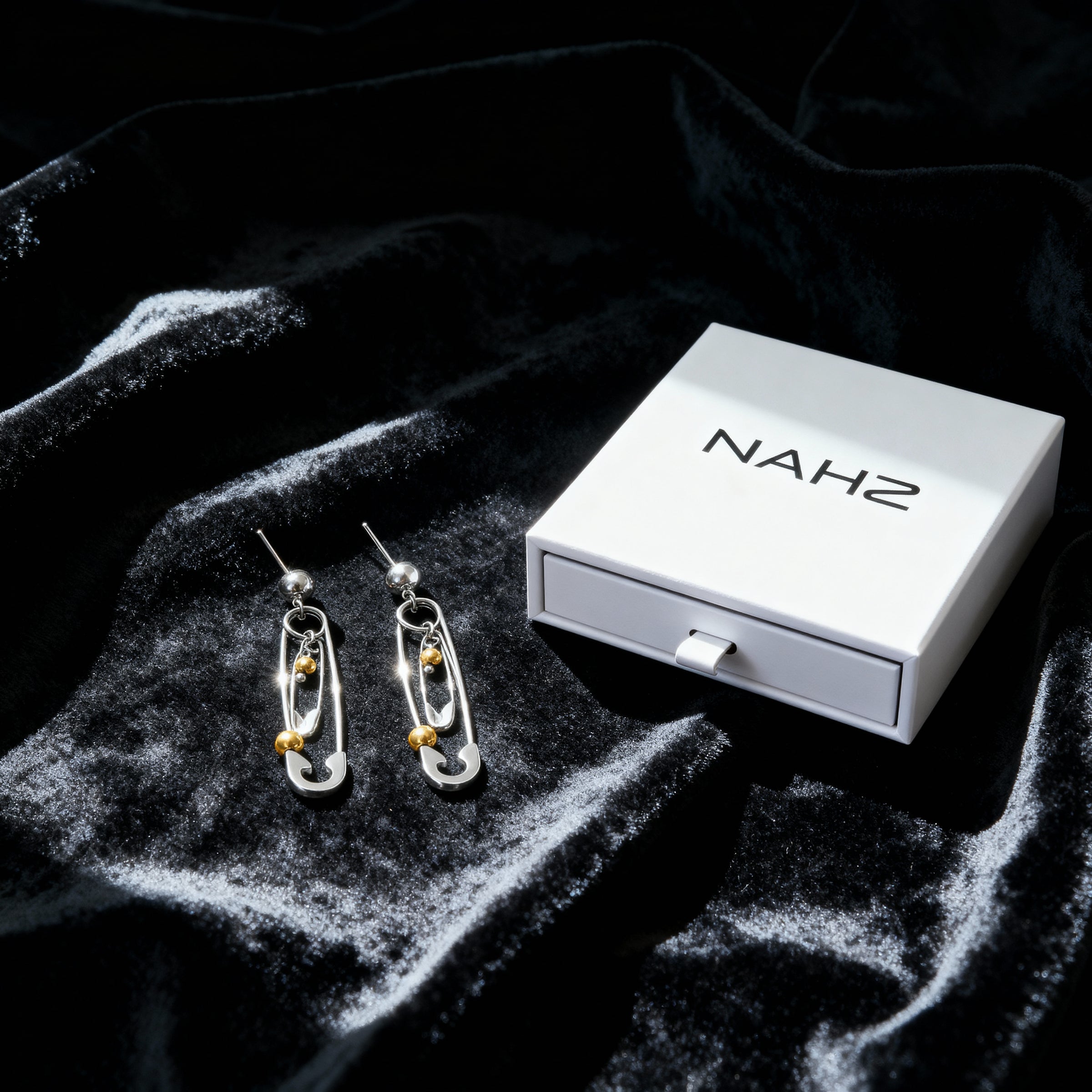 Safety Pin Drop Earrings
