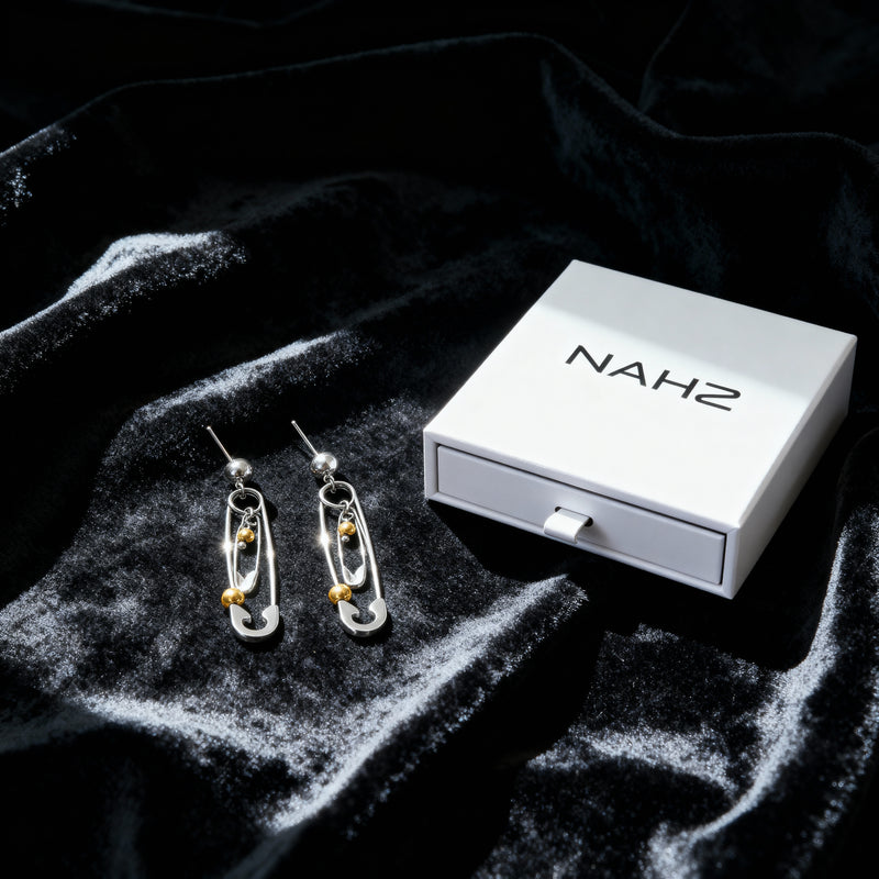 Safety Pin Drop Earrings