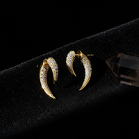 French Retro Golden Horn Earrings