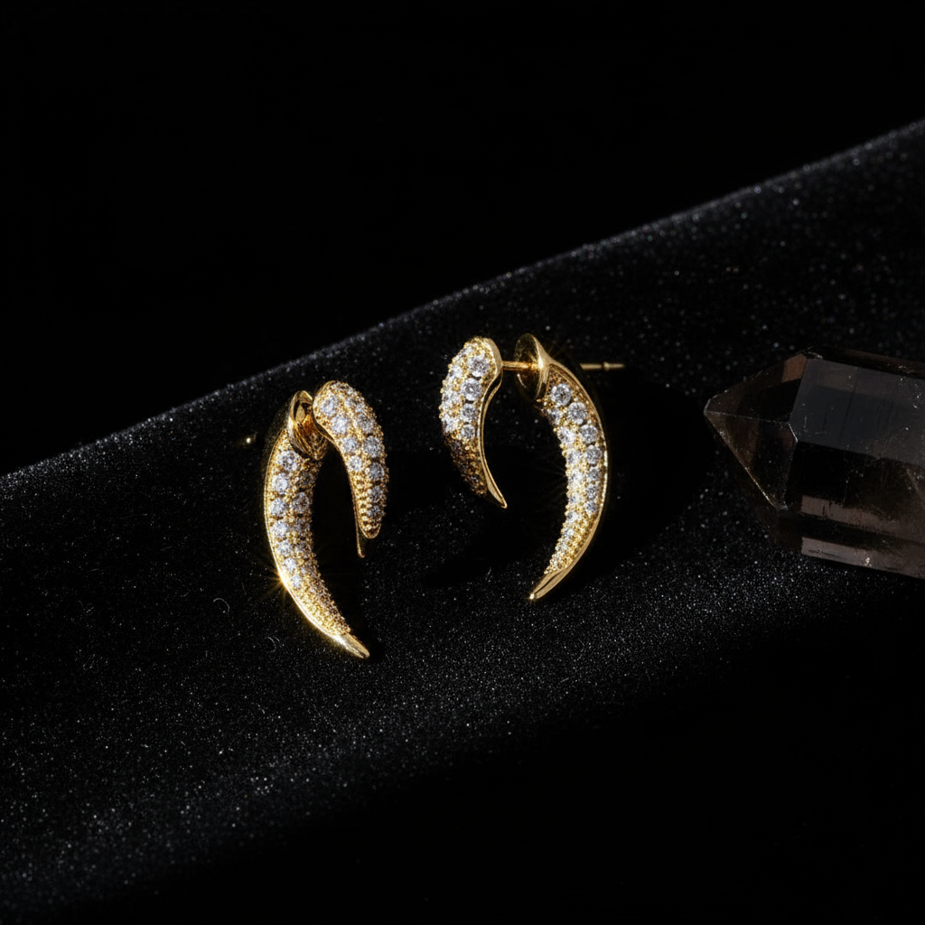 French Retro Golden Horn Earrings