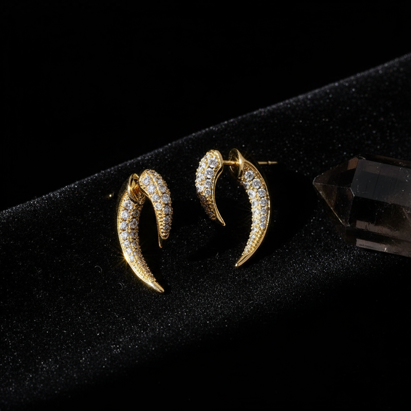 French Retro Golden Horn Earrings