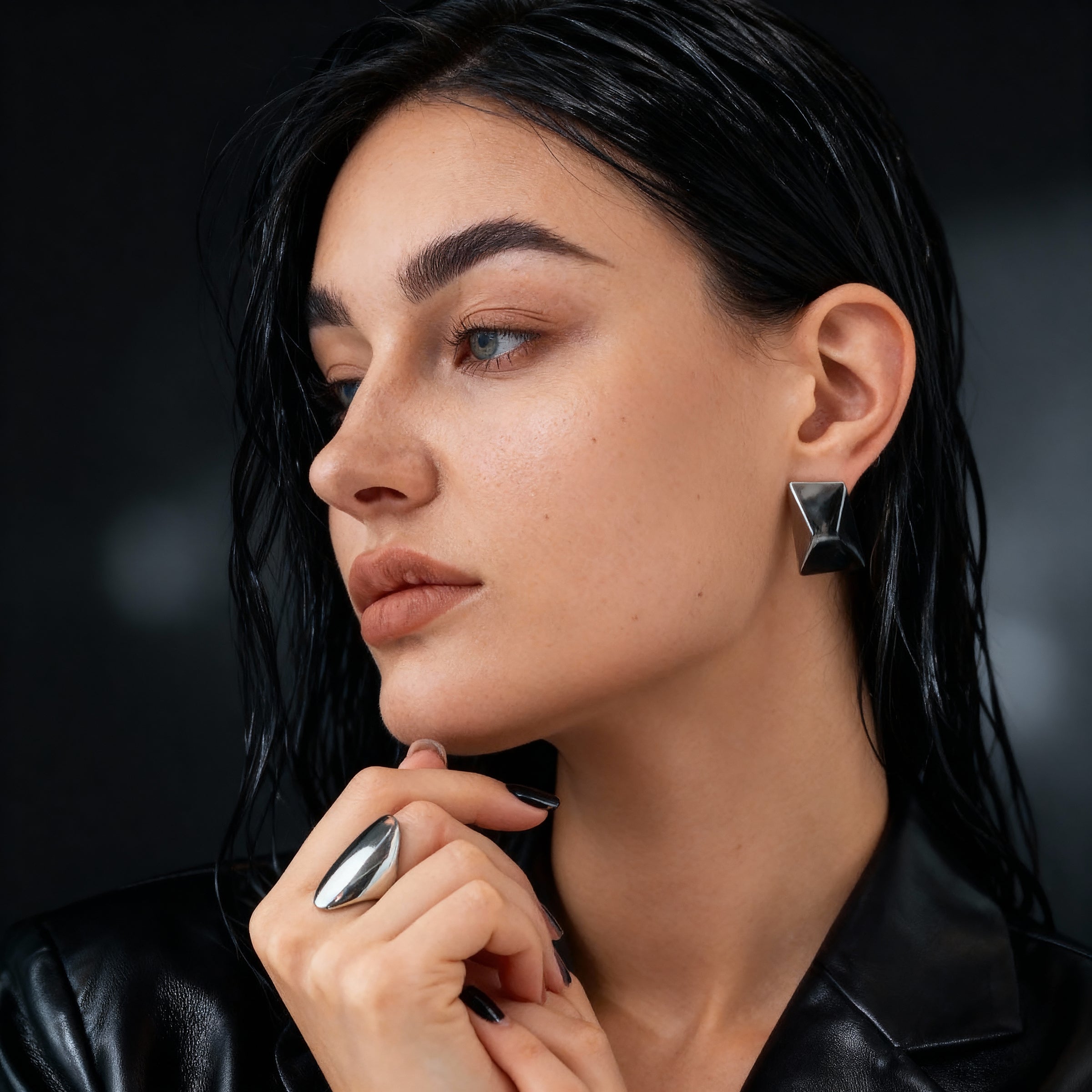 Silver Oval Statement Ring