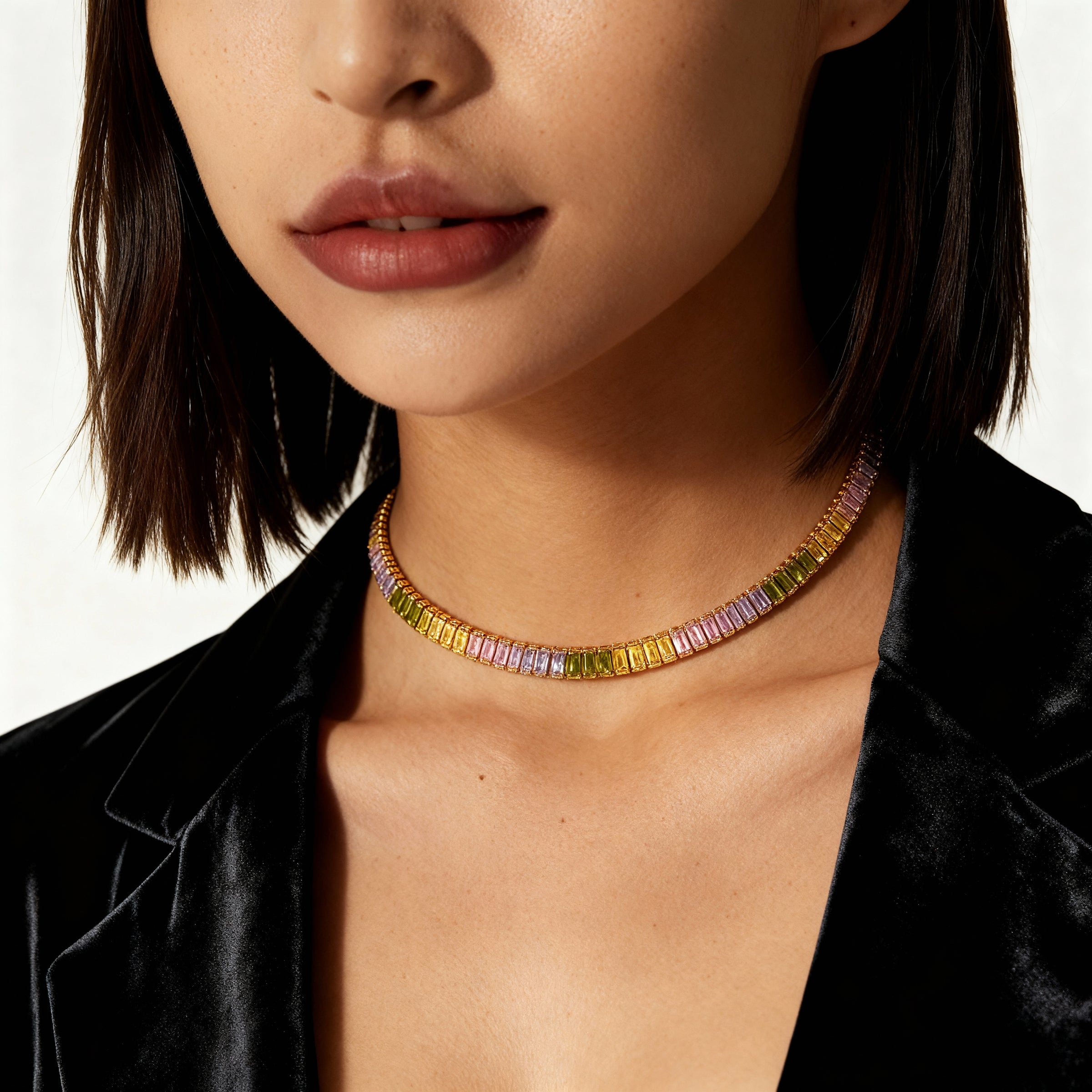 Colorful Cubic Zirconia Chain Necklace