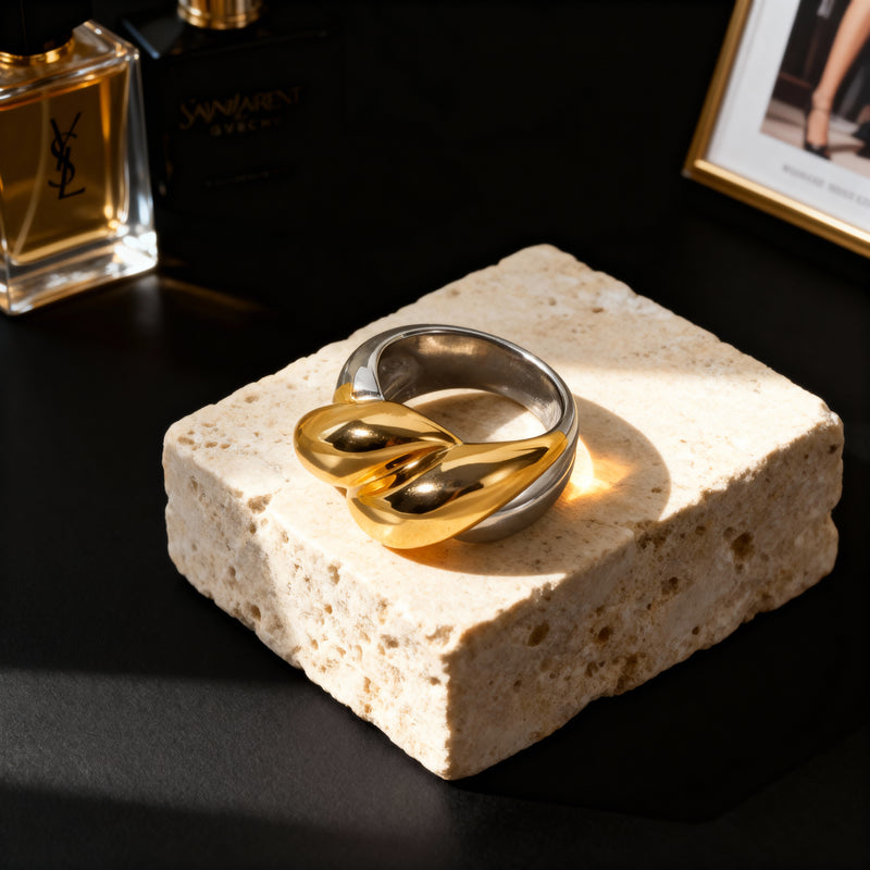 Two Tone Croissant Ring