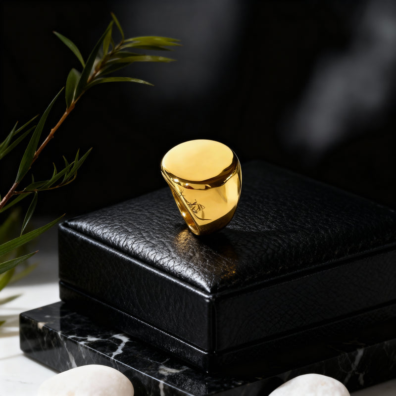 Gold Round Signet Ring