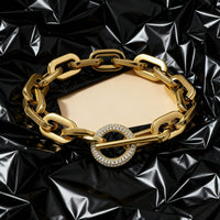 Paperclip CZ Toggle Link Bracelet
