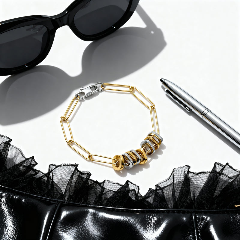 Minimal Square Paperclip Charm Bracelet