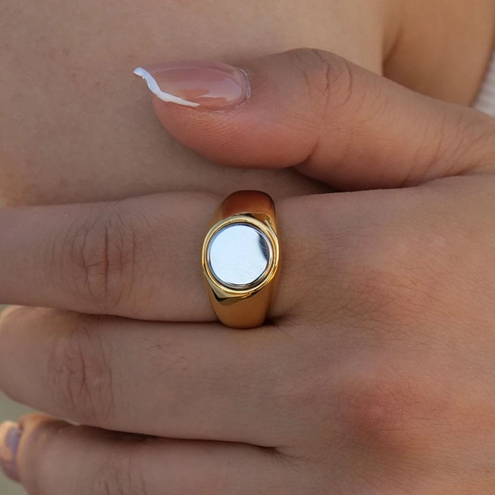 Two-tone Round Ring - Nahzshop