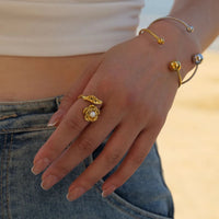 Pearl Flower Gold Ring - Nahzshop