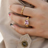 Pink Gemstone Texture Signet Ring - Nahzshop