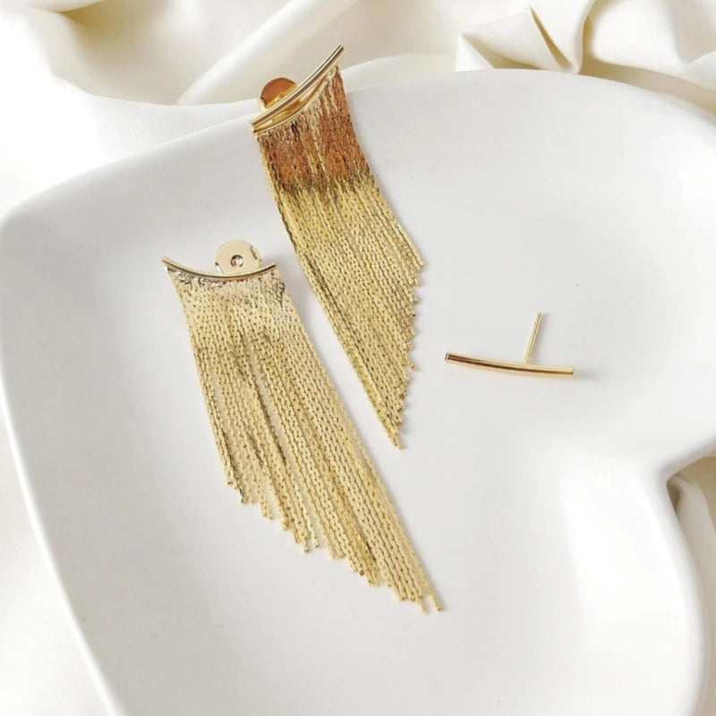 Gold Fringe Earrings - Nahzshop