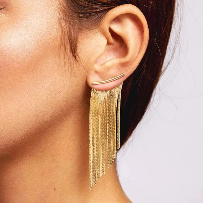 Gold Fringe Earrings - Nahzshop