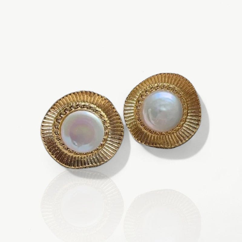 Big Pearl Gold Earrings - Nahzshop