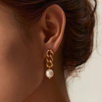 Pearl Chain Earrings - Nahzshop