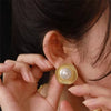 Big Pearl Gold Earrings - Nahzshop